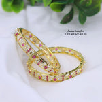 Jadau Gold Plated Kada Bangles Set for Women – Traditional Pearl Studded Bridal Chooda, Wedding & Festive Jewellery