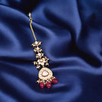 Red Gold Plated Floral Maangtikka For Wedding