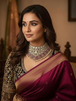 Royal Kundan & Ruby Choker Necklace Set with Pearls