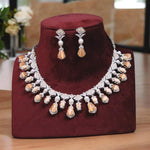 Exquisite Silver Plated Teardrop Indian Wedding Necklace Earrings Set For Women