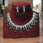 Exquisite Silver Plated Teardrop Indian Wedding Necklace Earrings Set For Women