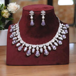Exquisite Silver Plated Teardrop Indian Wedding Necklace Earrings Set For Women
