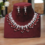 Exquisite Silver Plated Teardrop Indian Wedding Necklace Earrings Set For Women