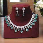 Exquisite Silver Plated Teardrop Indian Wedding Necklace Earrings Set For Women