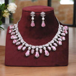 Exquisite Silver Plated Teardrop Indian Wedding Necklace Earrings Set For Women