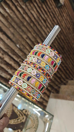 Jaipuri RajwadiMulticolor Flower Design Bridal Chura Set