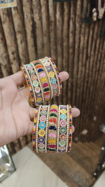 Jaipuri RajwadiMulticolor Flower Design Bridal Chura Set