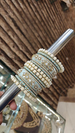 Wedding Floral Design Thread Bangle Chura Set For Women