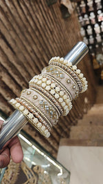 Wedding Floral Design Thread Bangle Chura Set For Women