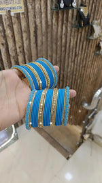 Elegant Bridal Stone Work Bangle Chura Set Set For Wedding