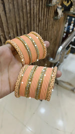 Elegant Bridal Stone Work Bangle Chura Set Set For Wedding
