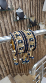 Rangila Pearl Stone Beaded Gold Tone Bangle Chura Set