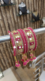 Rangila Pearl Stone Beaded Gold Tone Bangle Chura Set
