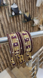 Rangila Pearl Stone Beaded Gold Tone Bangle Chura Set