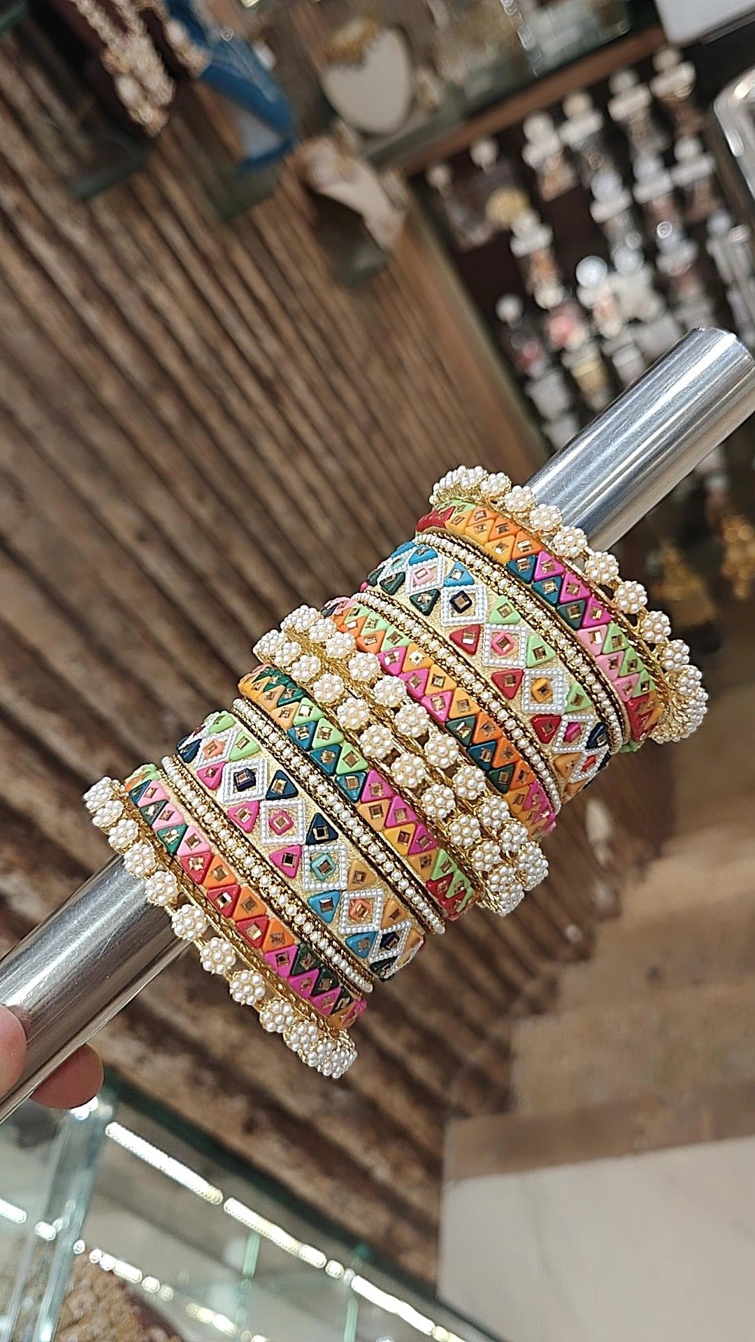 Multicolor Jaipuri Ethnic Indian Kundan Bridal Chura Set For Wedding
