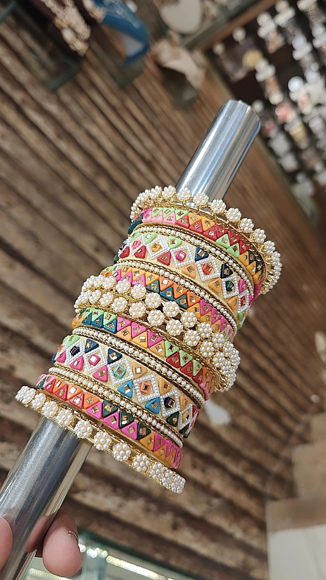 Multicolor Jaipuri Ethnic Indian Kundan Bridal Chura Set For Wedding