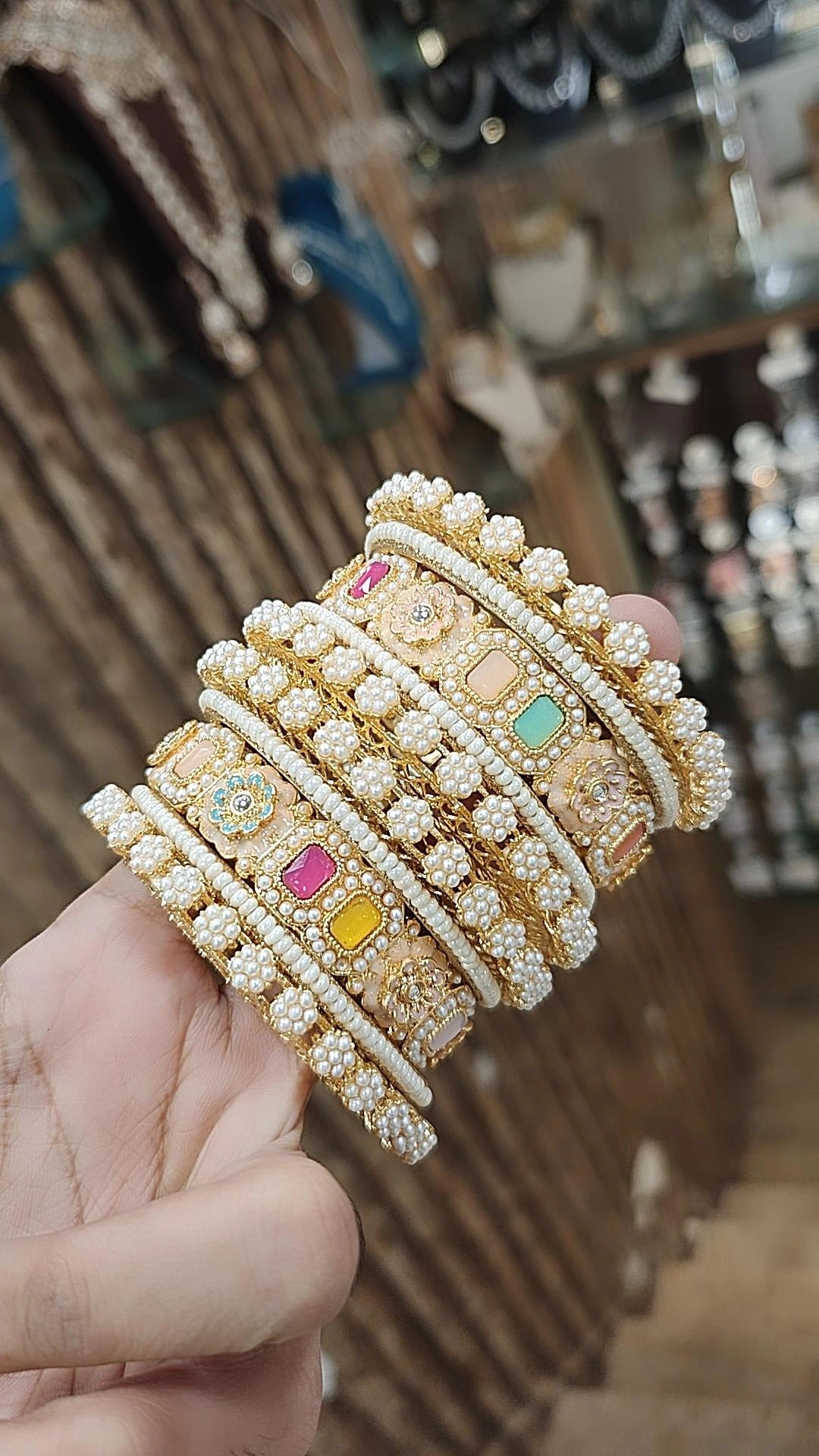 Rajsthani Traditional Flower DesignKundan AD Bridal Chura Set