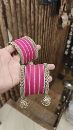 Pakistani Gold Plated Thread Kundan Wedding Bangle With Jhumki Set For Anniversary Gift