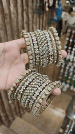 Antique Golden Mirror Work Bangle Kada Set | Pakistani Bangle Set | Pakistani Jewelry | Traditional Jewelry