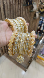 Rajsthani Golden Kundan Stone Work Bridal Bangle Jhumki Set | Pakistani Bangle Set | Pakistani Jewelry | Traditional Jewelry