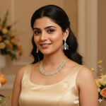 Feather & Diamond-Look Necklace Jewellery Set | American Diamonds Indian Necklace Set with Earrings | Premium Indian Jewellery