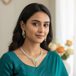 CZ Necklace Jewellery Set | American Diamonds Indian Necklace Set with Earrings | Premium Indian Jewellery