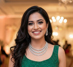 Premium Silver & Pink Stone Necklace Set with Matching Earrings | Sparkling Stone Jewellery | Indian Jewellery | Elegant Indian Neckles Set for Women