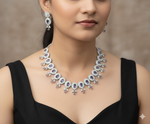 Premium Stone Silver-Plated Necklace Set with Matching Earrings | Indian Jewellery | Stone Jewellery | Indian Necklace Set