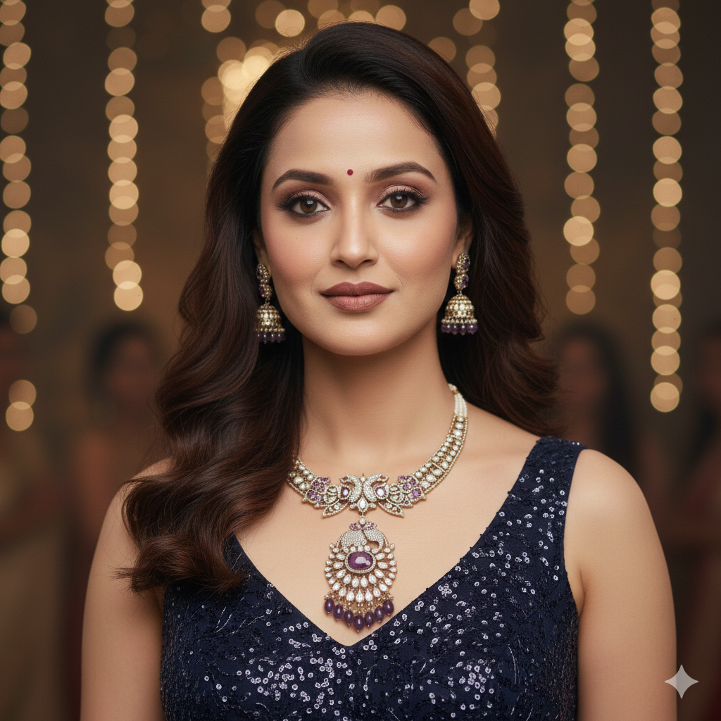 Elephant & Peacock Design Kundan Necklace Set with Jhumki Earrings | Gold Tone Indian Bridal Wedding Ethnic Jewellery