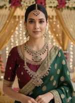 Golden Purple Bridal Complete Set – Royal Kundan & Pearl Wedding Jewelry - Libasaa.com