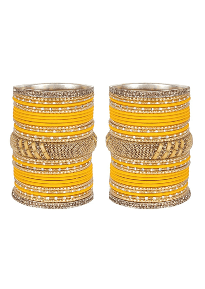 Indian Bangles / Indian Bangle Set / Bridal Bangles / Indian Jewelry / Traditional Brass Metal Crystal Bangle Set For Women & Girls - Libasaa