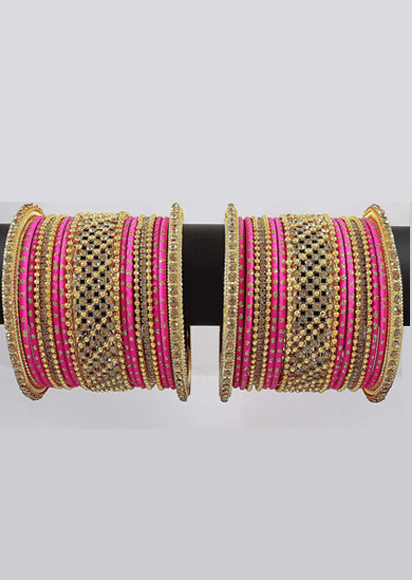 Indian bangle set , Bridal bangles, Metal bangles Chuda Set, Traditional wedding jewelry, Brass Metal and Bridal Zircon Bangle Set for Women - Libasaa