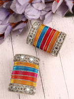 Bollywood Silver Kundan Bangle Set, Bridal bangles, Statement bangles, Indian Wedding, Indian Bangles, Bangles Set - Libasaa