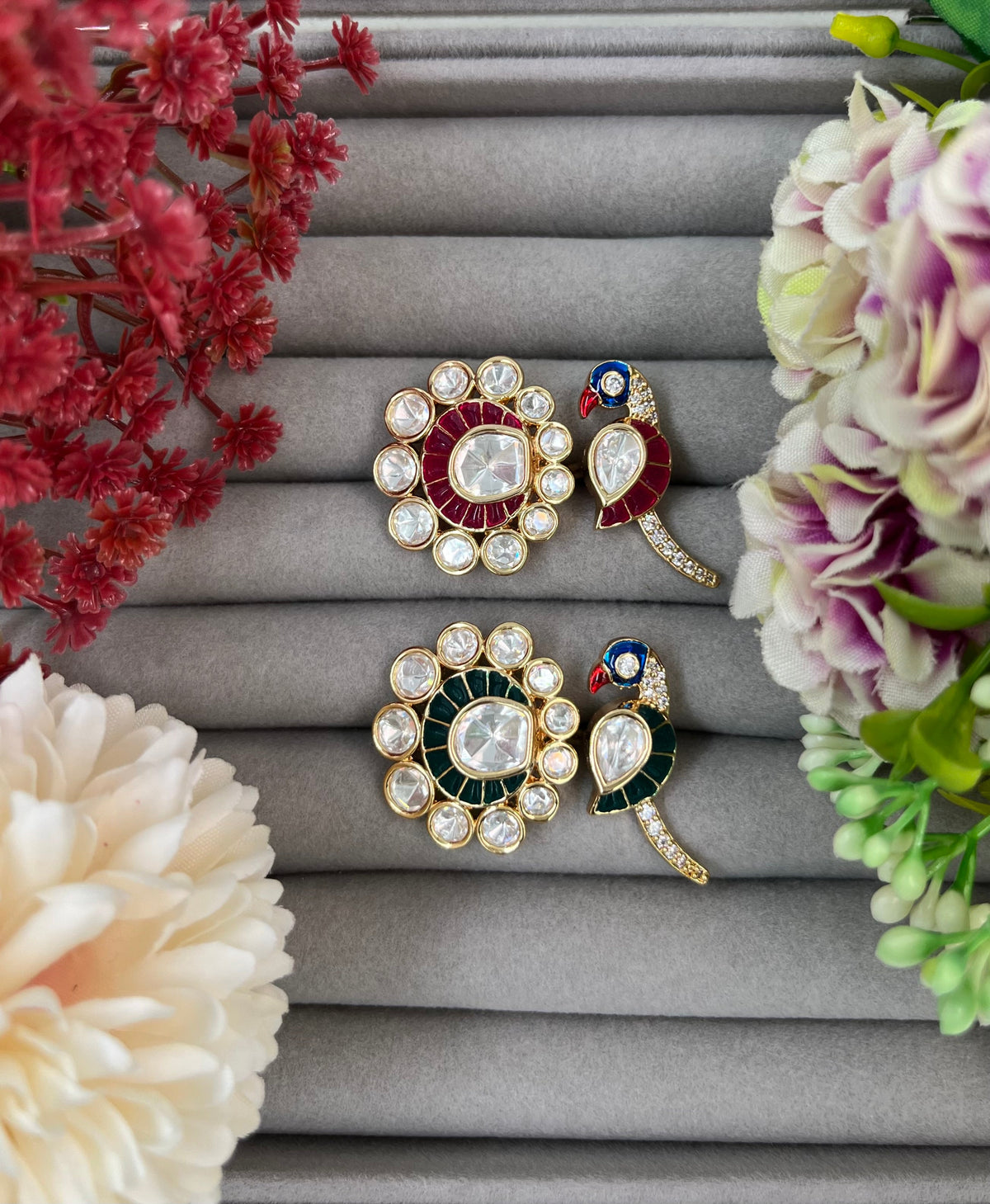 Parrot Moissanite Ring – Premium Kundan Bridal & Party Jewelry