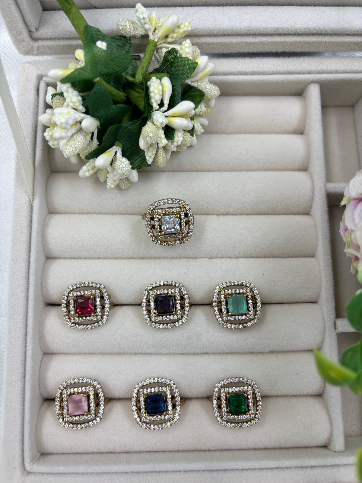 Premium Victorian American Diamond Finger Ring – Adjustable Bridal Jewelry
