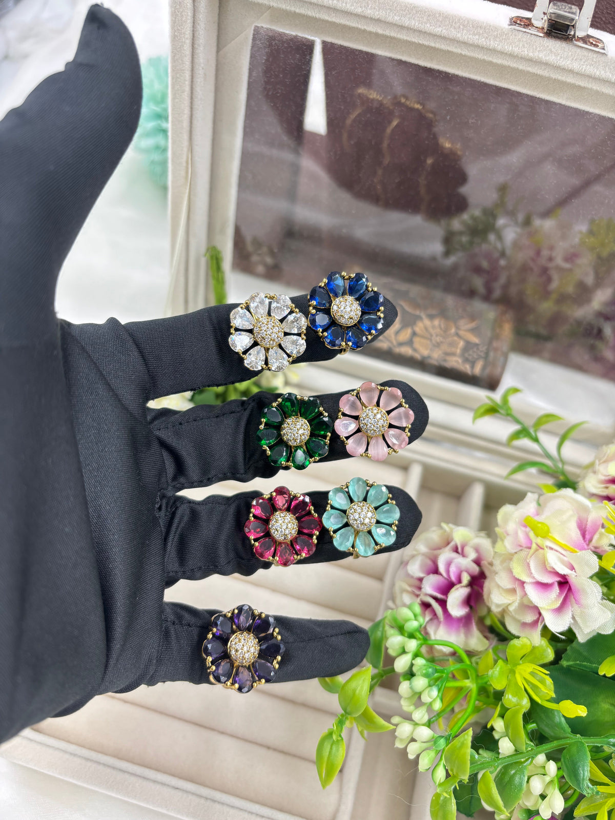 Premium Victorian American Diamond Finger Ring – Adjustable Bridal & Party Jewelry