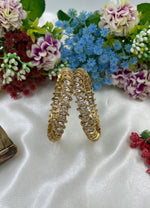 Gold-Tone Stone Kada Bangles with Diamond Accents | Indian Jewellery | Premium Indian Kada Set for Women