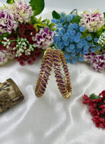 Gold-Tone Stone Kada Bangles with Diamond Accents | Indian Jewellery | Premium Indian Kada Set for Women