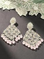 Austrian Stone And Beads Earrings, Indian Wedding jewellery, bridal,bollywood jewelry, prom, zirconia danglers (Copy)