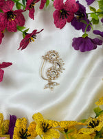 Moissanite Floral Nose Ring (Nath) with Red & Green Stones | Traditional Indian Bridal Nose Pin | Elegant Ethnic Jewelry