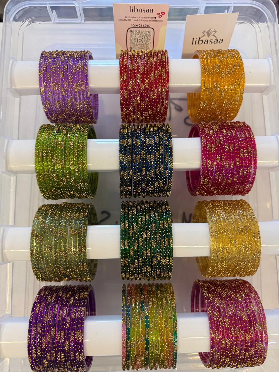 Crystal Stone Drop Glass Bangles Combo Set,12 Color Traditional Indian Bangles Set, Bridal Bangle Elegant Indian Traditional Chudi Set for Bridal & Festive Wear