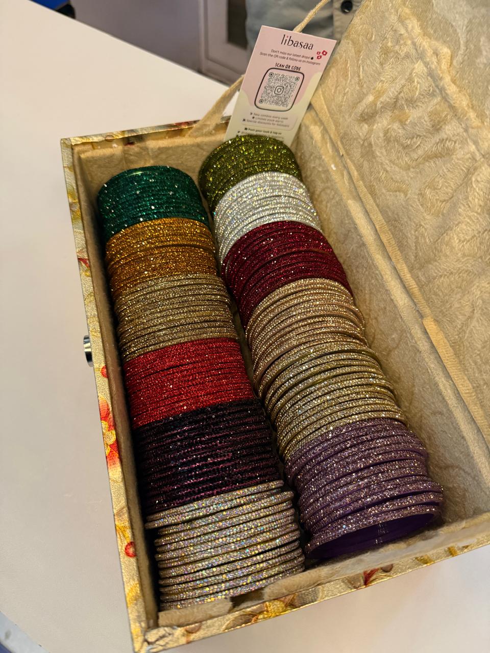 Indian Premium Glass Stone Combo Box | Indian Jewellery | 12 Dozens 12 Colours Combo Glass Bangles Set | Premium Indian Bangles Set for Weddings & Daily Wear