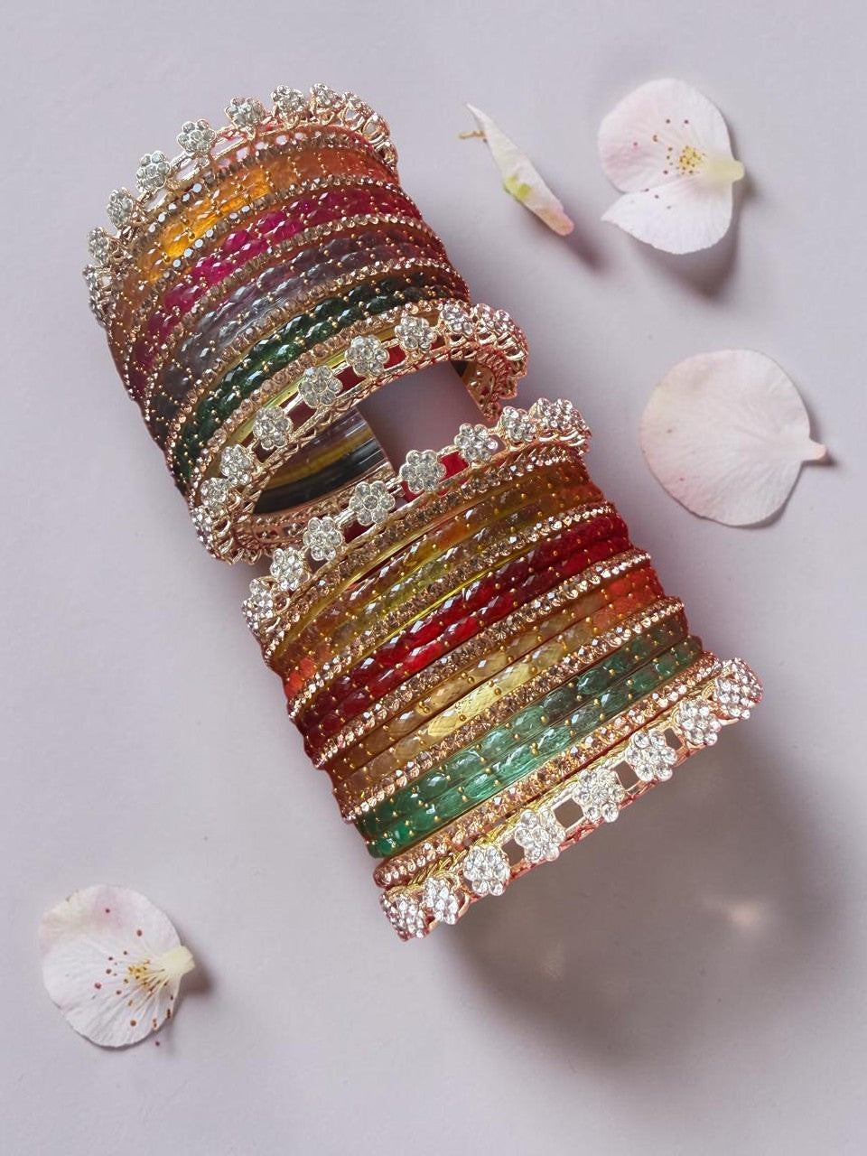 Indian New Glass Gold Stone Bangles with Raindrop Design Ad Kada Set | Bridal Bangle Set | Traditional Indian Jewellery Bangles Set