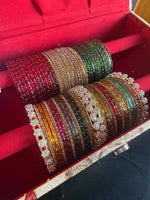 Indian New Glass Gold Stone Bangles with Raindrop Design Ad Kada Set Combo | Bridal Bangle Set | Traditional Indian Jewellery Bangles Set