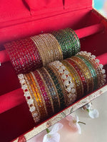 Indian New Glass Gold Stone Bangles with Raindrop Design Ad Kada Set Combo | Bridal Bangle Set | Traditional Indian Jewellery Bangles Set