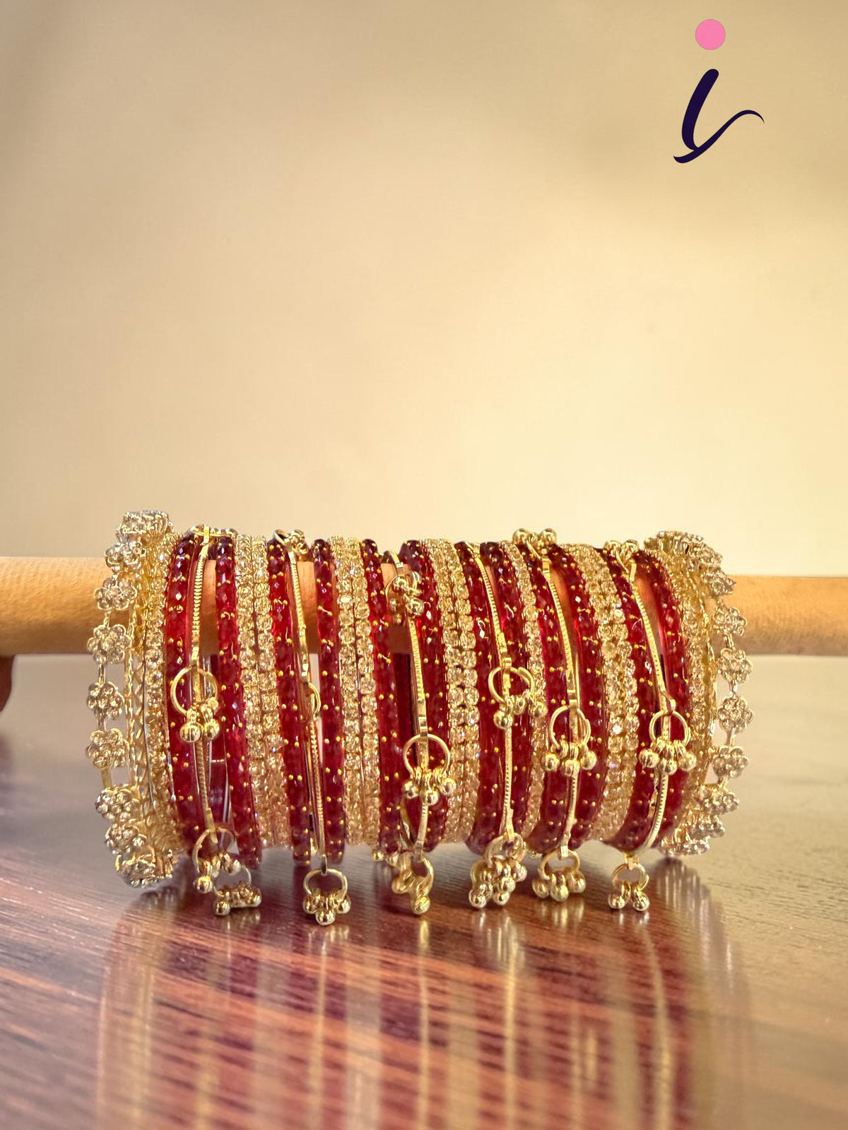 Raindrop Bangles Combo Set with 6 Golden Kashmiri Ghunghroo, 12 Golden Metal Bangles & 2 Golden Kada | Premium Indian Bridal Jewelry Set
