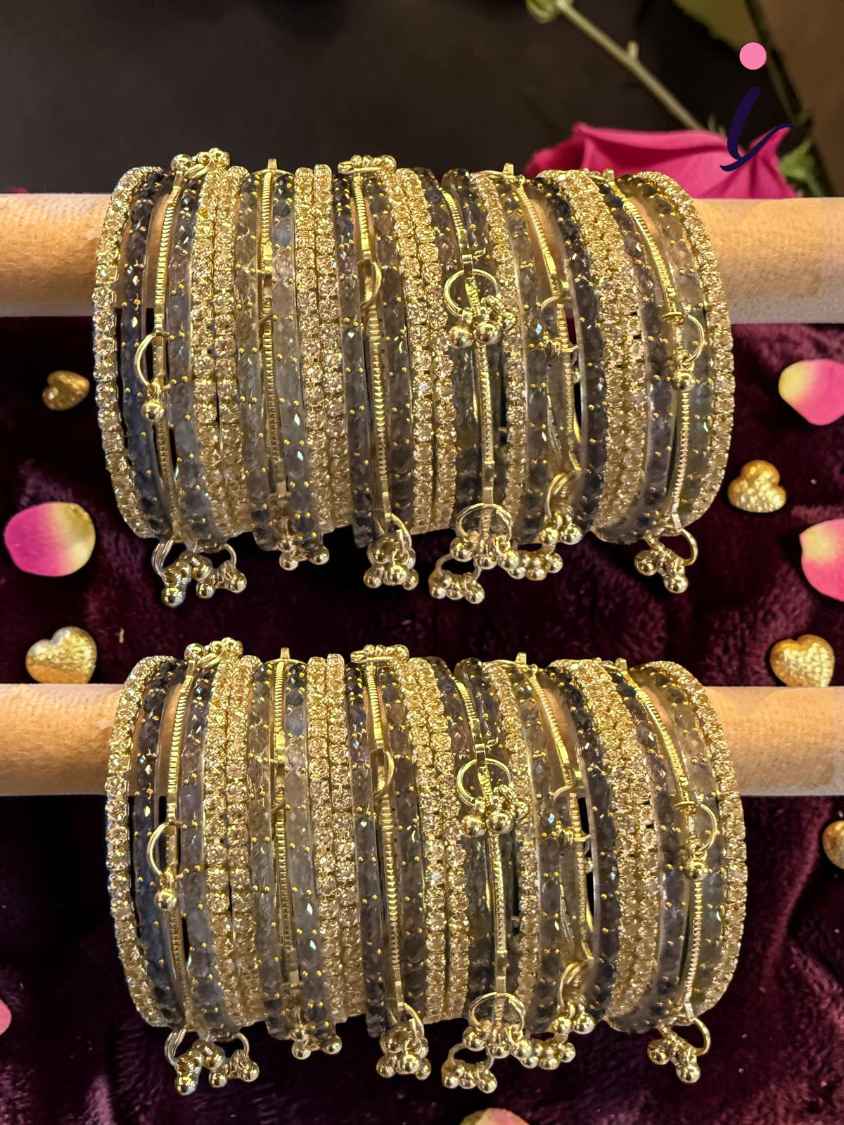 Raindrop Bridal Bangle Set for Women | Red & GoldKashmiri Ghunghroo with Stone Work | Premium Wedding Bangles Collection