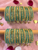 Raindrop Bridal Bangle Set for Women | Red & GoldKashmiri Ghunghroo with Stone Work | Premium Wedding Bangles Collection