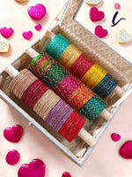 Rain drop Bangles Glass Combo Box for Women | 3 Designer Styles | 5 Color Collection, Traditional Indian Bangles Set, Bridal Bangle Elegant Indian Traditional Chudi Set for Bridal & Festive Wear