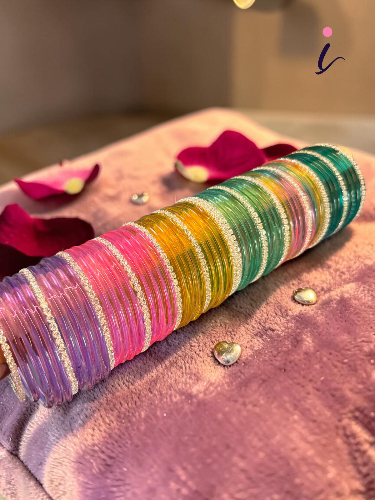 Silver Stone Jelly Glass Bangles Set – 6 Vibrant Colours | 8 Bangles Per Packet | Trendy Fashion Chudi Set for Women & Girls